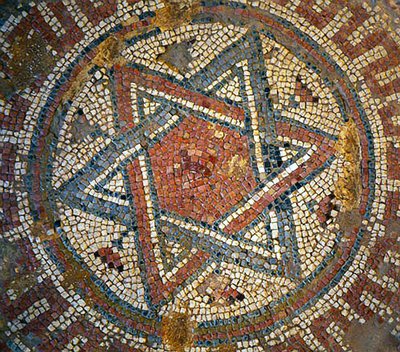 Detail from a Mosaic Floor Depicting the Star of David from a Byzantine Church in Shiloh, West Bank, 4th Century AD by Byzantine Byzantine