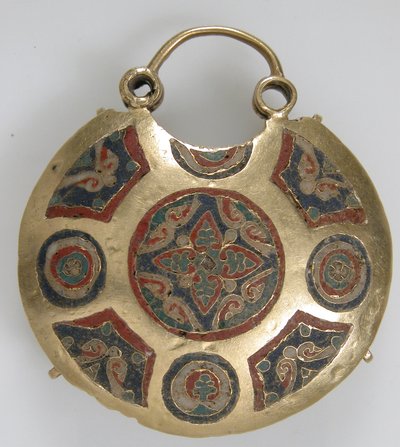 Temple Pendant with Two Birds Flanking a Tree of Life (front) and Geometric and Vegetal Motifs (back), Kievan Rus
