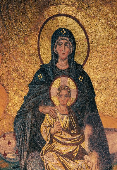 Virgin and Child enthroned (mosaic) by Byzantine Byzantine