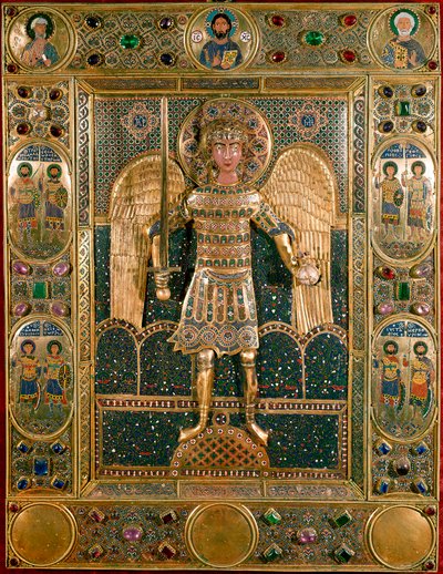 Byzantine Art: Binding of Missal Decorated with the Representation of the Archangel Saint Michael - Golden Leaves and Enamels by Byzantine School