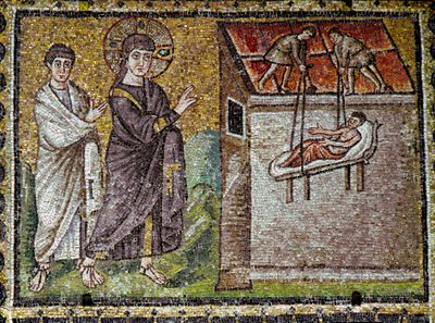 Jesus Miraculously Healed a Paralytic at Capharnaeum (mosaic) by Byzantine School