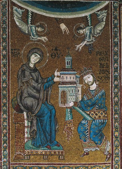 King William II of Sicily offers the Church of Monreale to the Virgin by Byzantine School