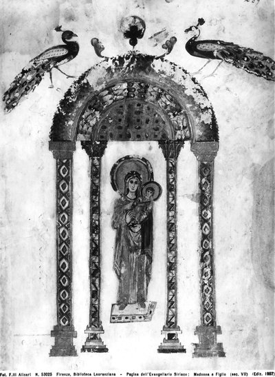 Madonna and Child, folio from the Rabula Gospels, 586 AD by Byzantine School