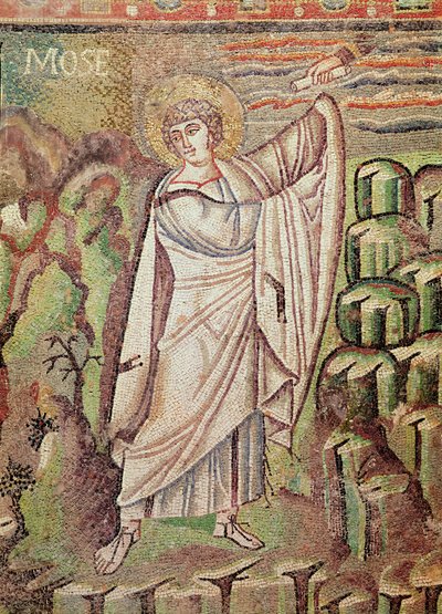 Moses on Mount Sinai, Figure Above the Lunette Depicting the Hospitality of Abraham and the Sacrifice of Isaac, 6th Century (detail) by Byzantine School