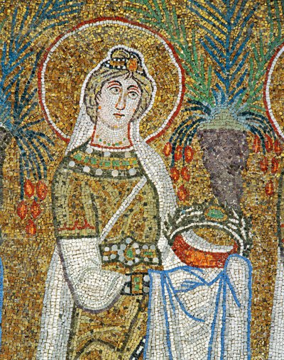 Procession of Virgins: Saint Justine Carrying a Crown - Symbol of Martyrdom by Byzantine School
