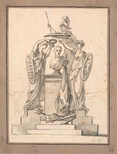 A Bust (Fr. VI?) Crowned by Three Women with Coats of Arms by C.A. Lorentzen
