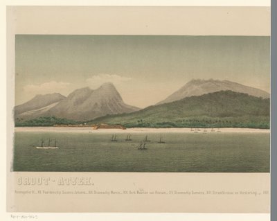 View of the Coast of Great Aceh, with the Fleet of the First Aceh Expedition Offshore by C.A. Whitten