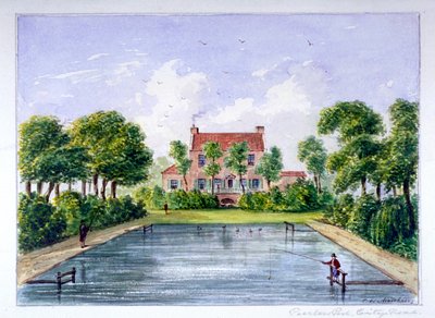 People Fishing in Peerless Pool, City Road, Finsbury, London by CH Matthews