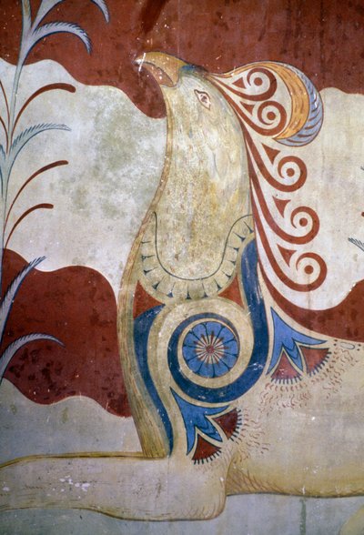 Griffin, fresco in Throne room, Palace of Knossos, Crete, Greece, Minoan civilization by J.B. and Brown J. Rowbotham