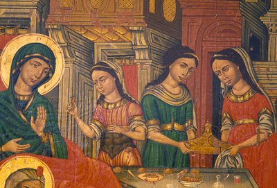 Madonna and women carrying food, Arkadi, Crete, Greece by J.B. and Brown J. Rowbotham