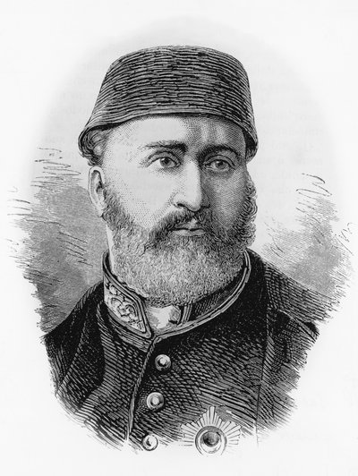 Portrait of Abdulaziz (1830-1876), 32nd Sultan of Ottoman Empire from 1861, engraving by J.B. and Brown J. Rowbotham