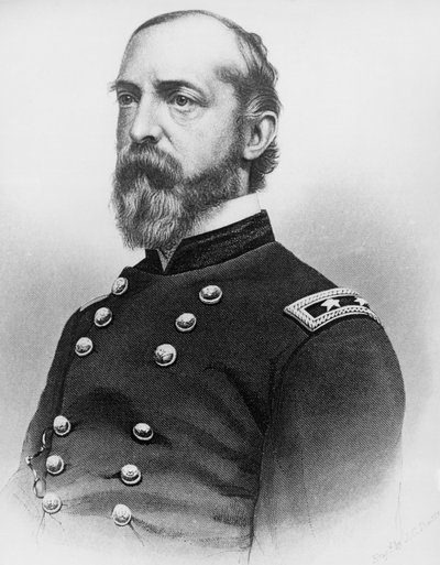 Portrait of George Gordon Meade (1815-1872), United States Army general and civil engineer who played critical role in American Civil War by defeating Confederate Army at Gettysburg, engraving by J.B. and Brown J. Rowbotham