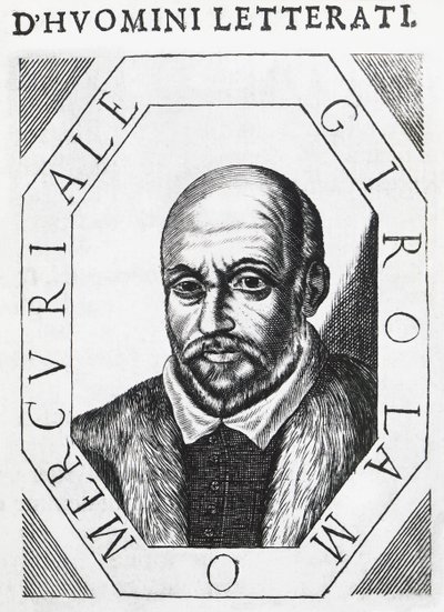 Portrait of Girolamo Mercuriale (1530-1606), Italian physician and philosopher, ink drawing by J.B. and Brown J. Rowbotham