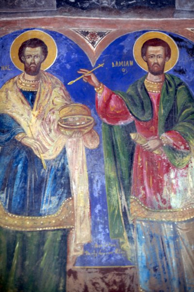 Saints Cosmas and Damian, Monastery of Megalo Sotiris, Symi island, Greece by J.B. and Brown J. Rowbotham