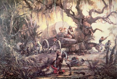 Seminole indians ambush a US marines supply wagon by J.B. and Brown J. Rowbotham