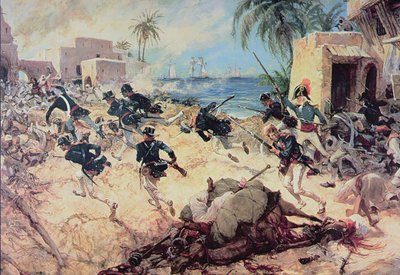 U.S. Marines Capture the Barbary Pirate Fortress at Derna, Tripoli, 27th April 1805 by C.H. Waterhouse