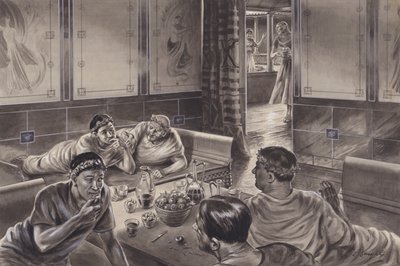 Anglo Romans eating in the triclinium by C.L. Doughty