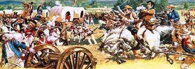 Sam Houston on a White Horse Charging the Mexicans by C.L. Doughty