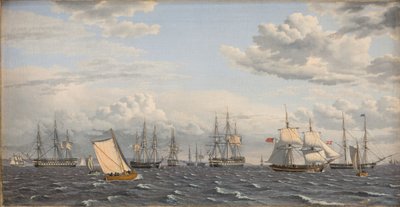 A Russian Fleet at Anchor near Elsinore by Christoffer Wilhelm Eckersberg