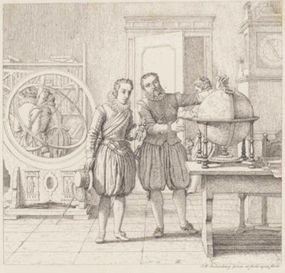 Christian IV visits Tycho Brahe at Uranienborg by Christoffer Wilhelm Eckersberg
