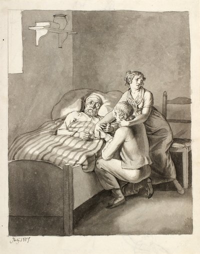 A Dying Father Unites a Young Couple by Christoffer Wilhelm Eckersberg