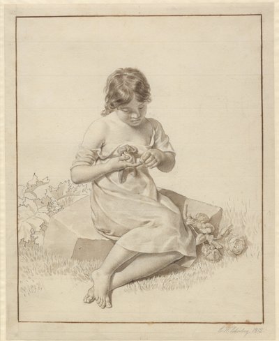 A Little Girl Who Pricked Her Finger on a Rose Thorn by Christoffer Wilhelm Eckersberg