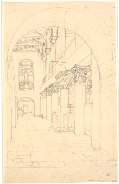 A Scene in the Church of S. Lorenzo fuori le Mura, Rome by Christoffer Wilhelm Eckersberg