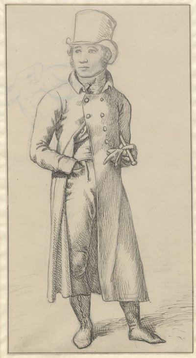 Portrait of a Standing Man with a Cane Under His Left Arm by Christoffer Wilhelm Eckersberg