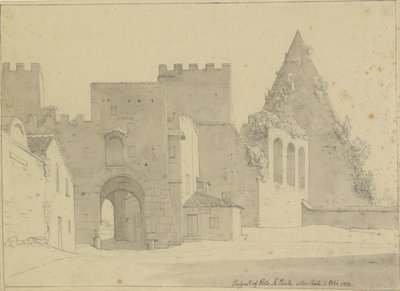 View of Porta S. Paolo and Pyramid of Caius Cestius from the city side, Rome by Christoffer Wilhelm Eckersberg