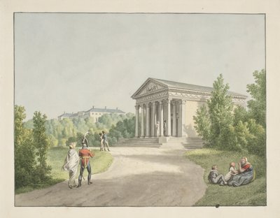 View from Frederiksberg Garden by the Palace and the Temple of Apollo by Christoffer Wilhelm Eckersberg
