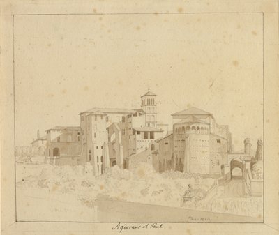 SS. Giovanni e Paolo seen from Piazza S. Gregorio, Rome by Christoffer Wilhelm Eckersberg