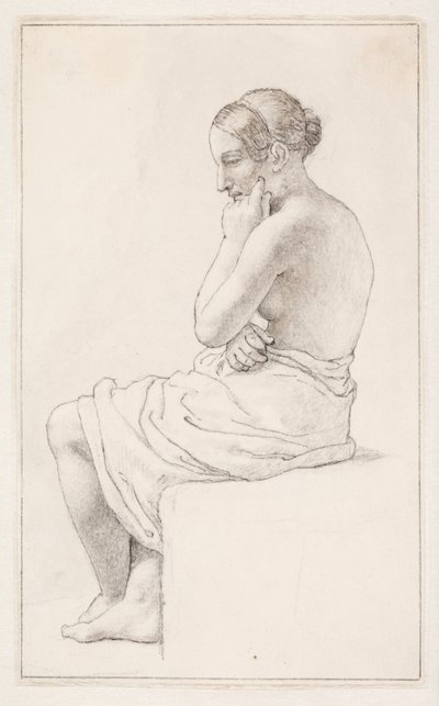 Study of a Seated Half-Naked Woman by Christoffer Wilhelm Eckersberg