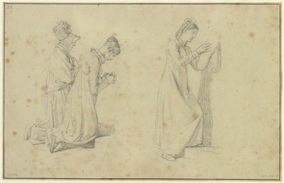 Study of a Standing and Two Kneeling Female Figures by Christoffer Wilhelm Eckersberg