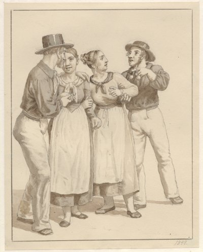Two Sailors Courting a Pair of Girls by Christoffer Wilhelm Eckersberg