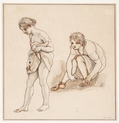 Two Studies of a Half-Naked Woman by Christoffer Wilhelm Eckersberg