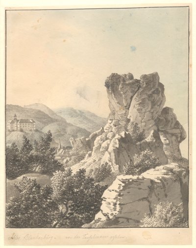 View from Harzen, from Teufelsmauer, the Blankenburg Castle in the Background by Christoffer Wilhelm Eckersberg