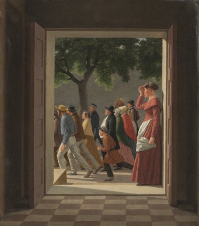 View through a Door to Running Figures by Christoffer Wilhelm Eckersberg