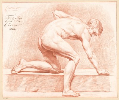 Kneeling Male Nude, Seen from the Side (2nd Prize 1801) by C. Courier