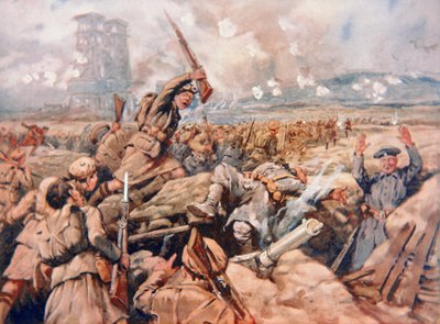 Charge of the Scottish regiments at Loos by C. Dudley (after) Tennant