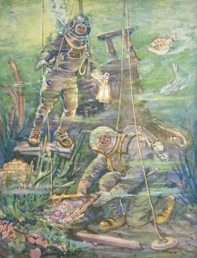 Deep Sea Divers find Sunken Treasure, c.1890s by C. Dudley Tennant