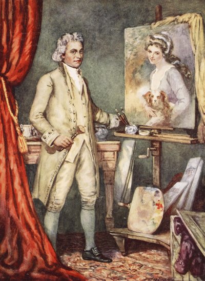 George Romney Painting a Portrait of Lady Hamilton by C. Dudley Tennant
