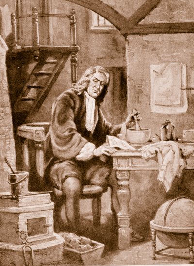 Sir Isaac Newton in His Little Room by C. Dudley Tennant