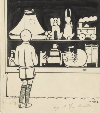 Dick Looking at the Toy Store Window by C. Goes (signed by artist)