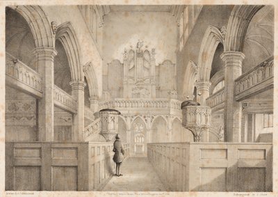 The Interior of St. Peters, Wolverhampton (engraved by I. Shaw, 1848) by C. J. Greenwood