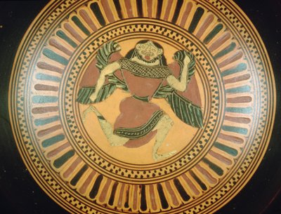Attic black-figure cup decorated with a running gorgon by C Painter