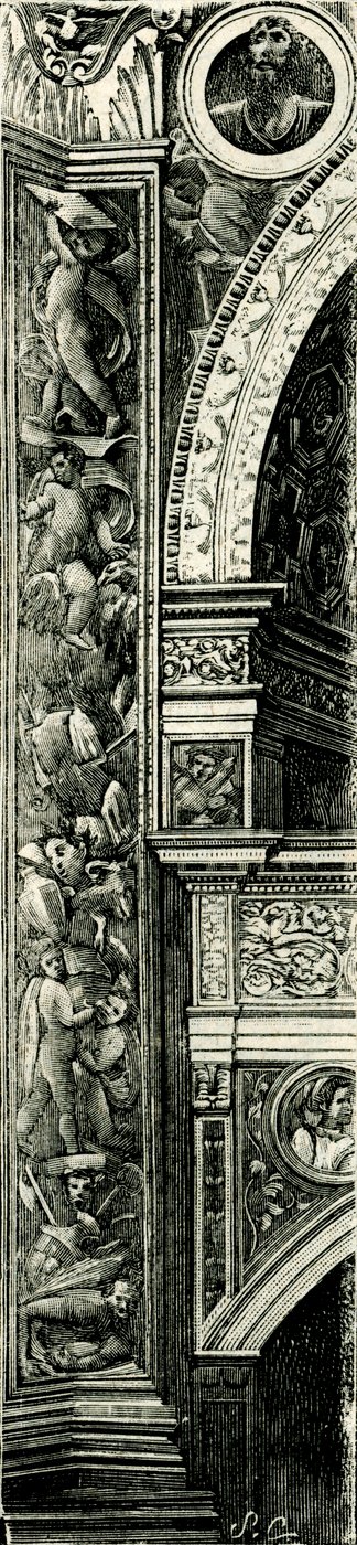 Pilaster Strip Decorated by Callisto Piazza, Tempio Civico della Beata Vergine Incoronata, Lodi, Lombardy, Italy, woodcut by Callisto Piazza