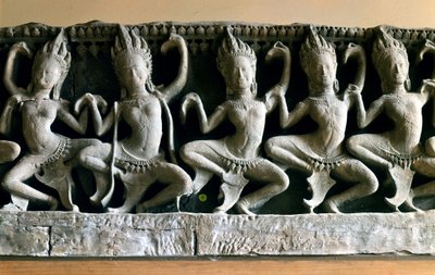 The apsaras, very young and beautiful creatures who danced in the courtyard of Indra by Cambodian