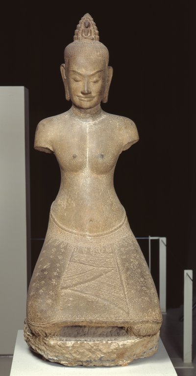 Statue of Jayarajadevi in the Guise of the Buddhist Deity Tara or Prajnaparamita by Cambodian School