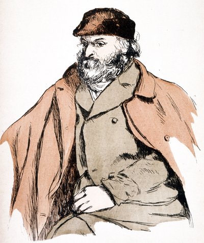 Illustration portrait of Paul Cezanne, French artist and Post-Impressionist painter by Camille (after) Pissarro