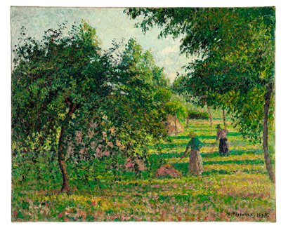 Apple Trees and Hay Makers at Eragny by Camille Jacob Pissarro